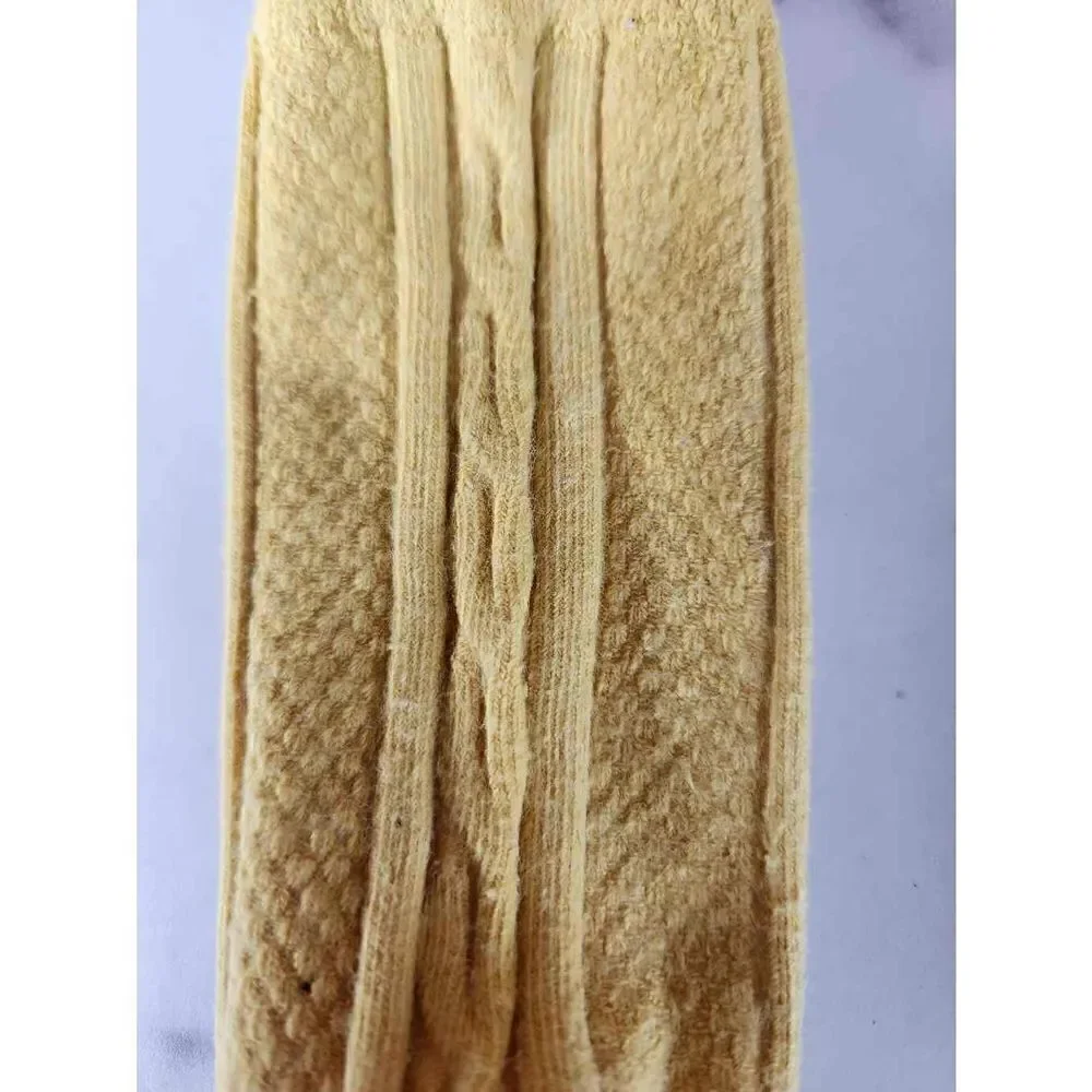 Baby socks 6-12 month mustard yellow knit ribbed calf length